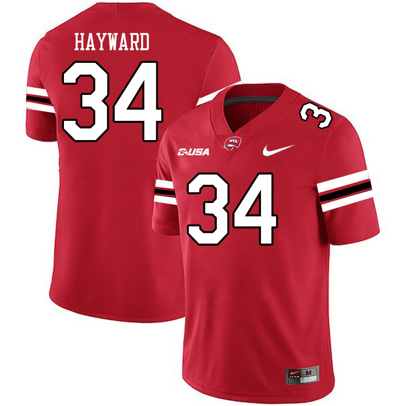 Western Kentucky Hilltoppers #34 Koron Hayward College Football Jerseys Stitched Sale-Red